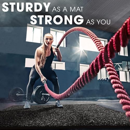 Yes4All Heavy Duty 100% High Density Rubber Floor Tiles Interlocking Mat - 8 Pcs 20 SQFT, Gray