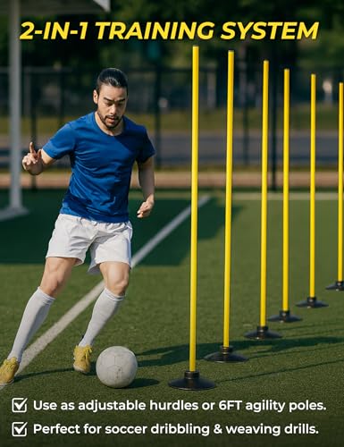 SEAOTTER Agility Hurdles 4FT Detachable Adjustable Sports Speed Training Hurdles with Rubber Base, Wickets Track and Field, Fitness Equipment for Plyometric, Soccer, Kids, Athletes, Physical Therapy