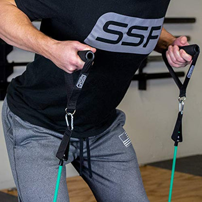 Serious Steel Resistance Tube Band Set Includes Handles, Door Anchor and Ankle Straps (100 lbs Set or 165 lbs Set)