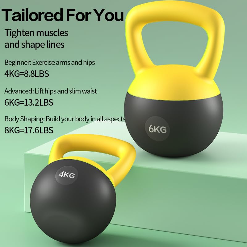 Soft Kettlebell 5lb 10lb 20lb, Strength Training Kettlebells for Womens, Kettle Bell with Iron Sand Filled, Non-Slip Handle Weights for Home Gym Workout