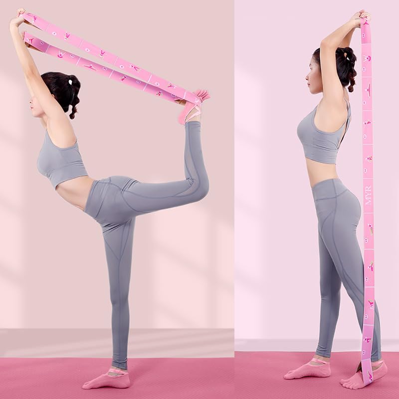 Stretching Strap with Loops, Improve Body Flexibility Elastic Yoga Stretching Strap Backbend Assist Trainer Leg Stretch Strap Home Gym Equipment for Pilates Splits Ballet Dance Gymnastics Rehab