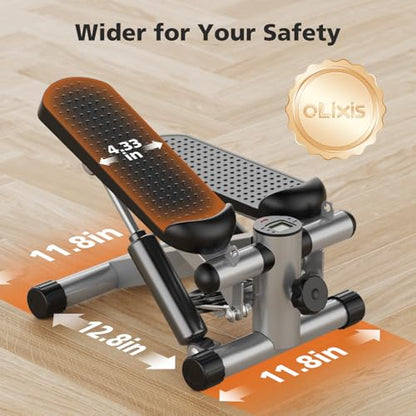 OLIXIS Stepper Machine with Resistance Bands - Mini Stair Stepper for Home Exercise, Portable Weight Loss & Full Body Workout Equipment