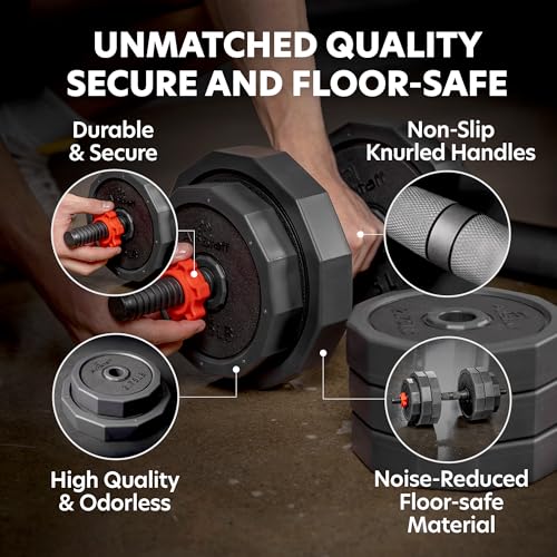 AmStaff 3-in-1 Adjustable Dumbbell, Kettlebell, Barbell Set, 2-43lbs, 12 Weight Levels, Compact Multifunctional Home Gym, Enhanced Transition, Safety Lock, Nonslip Handle