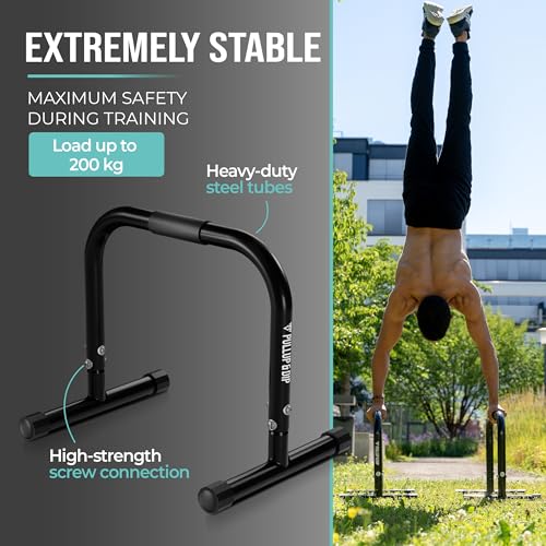 PULLUP & DIP Fitness Parallettes, Medium Parallette Bars For Calisthenics, Crossfit & Gymnastics, Handstand Bars With Extra Wide Handle & No Wobbling