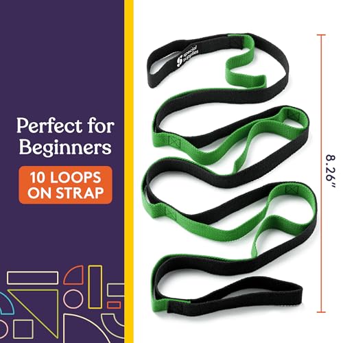 SPECIAL SUPPLIES Yoga Strap for Stretching, Stability Training, Fitness, Flexibility, Physical Therapy, Home Workout Equipment, Strength Training, and Pilates (Green)