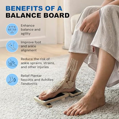 Ankle Balance Board Foot Strengthener, Adjustable Stability Trainer for Balance Training & Mobility, Non Slip Wooden Board for Posture, Coordination & Physical Therapy Exercises
