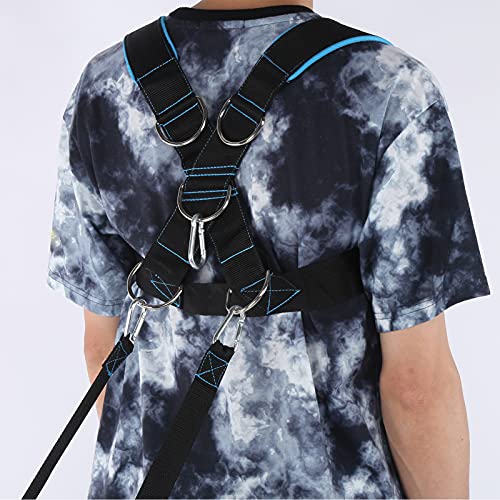 Weight Bearing Shoulder Strap Pulling Sled Harness Vest Black, Adjustable Nylon with Metal Buckle - Padded Comfort, Durable Design, Ideal for Resistance Training and Agility - color: Black Blue