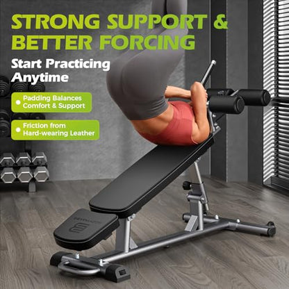 Semi-Commercial Sit-Up Bench with Reverse Crunch Handle for Ab & Core Workout and Decline Bench Press, Adjustable Weight Bench Press Set with 4 Adjustable Heights for Home Gym Strength Training
