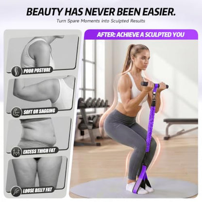 Pedal Resistance Band with Handle, 90LBS Adjustable Exercise Band - color: Purple