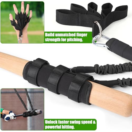 4PCS Baseball Exercise Bands with Interchangeable Grips, Baseball Resistance Trainer for Pitching & Throwing, Training Aid for Baseball Softball Pitchers to Build Arm Strength, Warm-Up