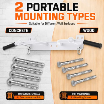 Wall Mounted Pull Up Bar - Heavy Duty Chin Up Bar, Pull-Up Bar for Garage, Joist, Wall Mount - Multifunctional Fitness Bar, Supports up to 600 Lbs - color: White