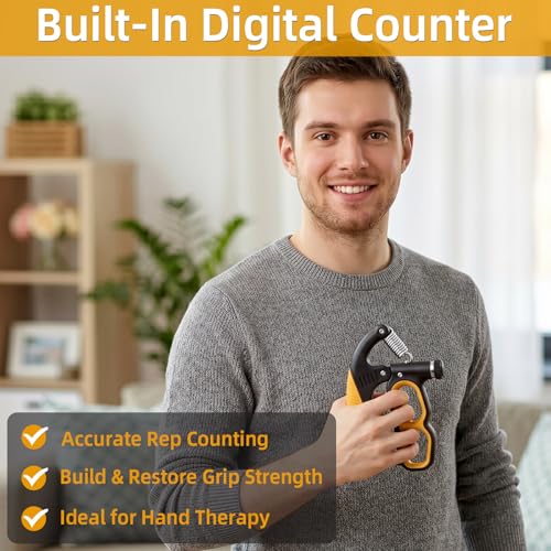 Grip Strength Trainer Adjustable 22-330 lbs, Hand Gripper Strengthener with Counter, Heavy Duty Forearm Strengthener, Wrist & Finger Exerciser, Grip Trainer for Hand Strength, Rehab & Workout, Orange