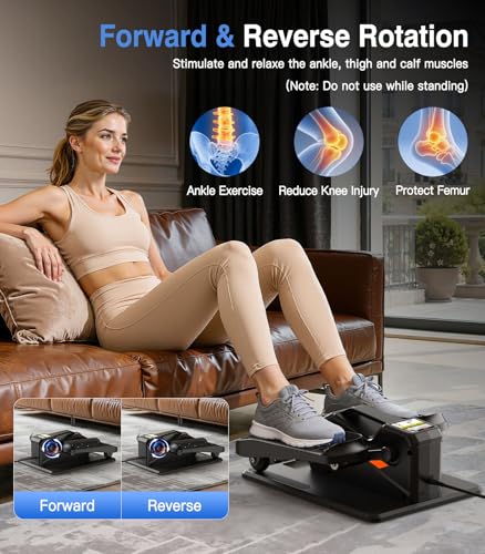 Under Desk Elliptical Machine, Portable Electric Elliptical Exercise Equipment with 12 Adjustable & 3 Automatic Speeds, Ellipse Leg Pedal Exerciser While Sitting for Seniors, Adults
