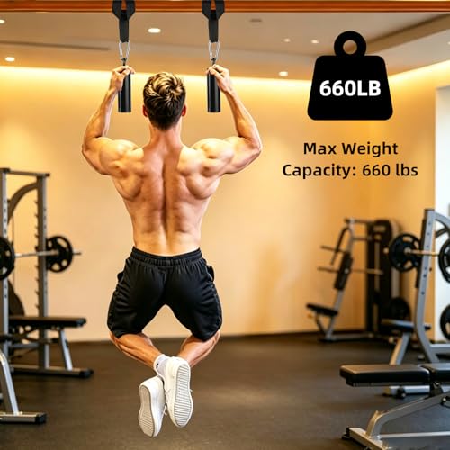 Non-Slip Iron Pull Up Grips and Cannonball Handles,3-Length Straps & Carabiners, Grip Strength Trainer for Pull-Up Bar, Dead Hangs, Forearm & Hand Training, Home Gym Gear - size: 48mm