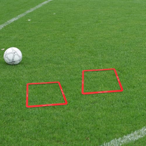 Abaodam 6 Pcs Agility Rings, Square Agility Training Equipment for Soccer Football Speed Footwork, Rings Set for Outdoor Workout Exercise, Red