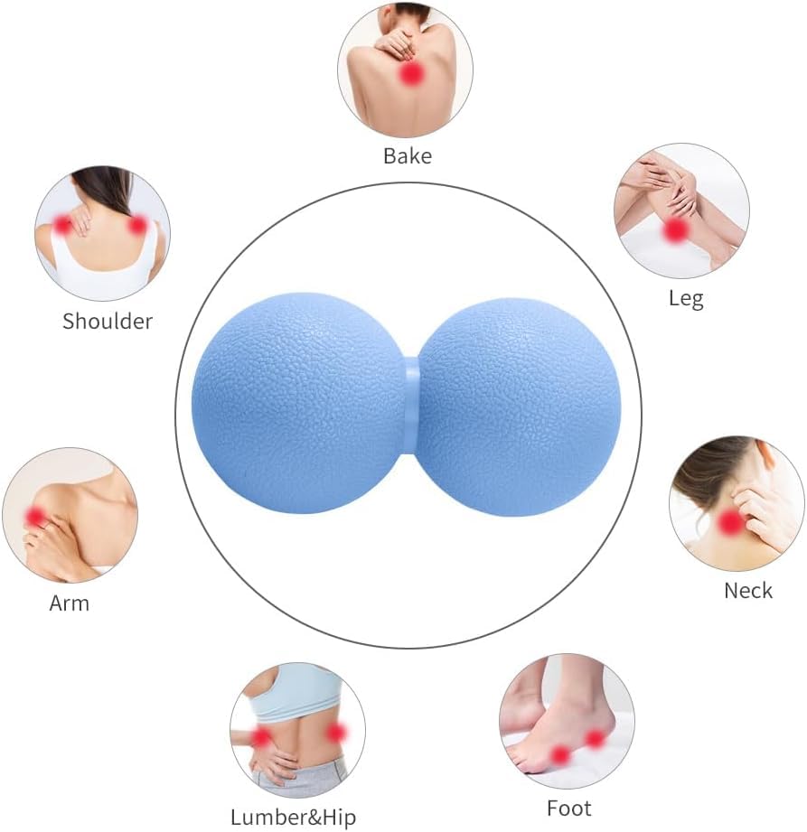 Double Lacrosse & Micro-Elastic Peanut Massage Ball - Myofascial Release Tool for Muscle, Back, Foot, and Physical Therapy, Mobility Roller for Acupressure and Relaxation (Blue)
