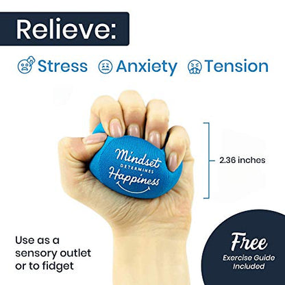 Candescent Stress Balls - Hand Therapy Relief for Anxiety, Fidget, Tension, Exercise Strengthener - Motivational Toys for Adults & Kids - Set of 2 (Crystal Blue, Ocean Blue)