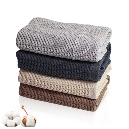 4Pack Cotton Gym Towels (13.7" x 27.5"), Yoga Sports Towel with Cool Waffle Pattern, Soft Breathable Absorbent for Neck, Face, Gym, Running, Workout, Kitchen - size: 4Pcs-4Colors