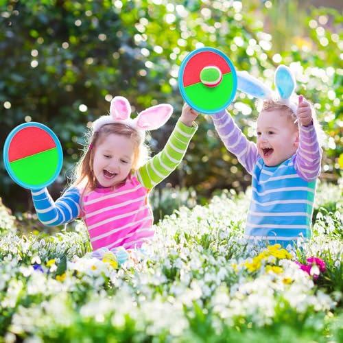 Toss and Catch Ball Game Outdoor Toys for Kids Yard Games Beach Toys Outside Games for 3 4 5 6 7 8 9 10 Year Old Boys Girls (Upgraded) - style: 4 Paddles 4 Balls
