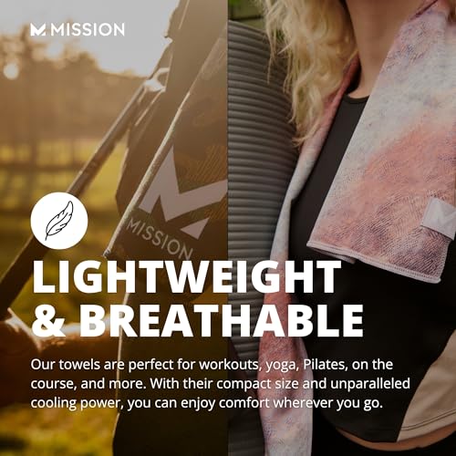 MISSION Max Plus Cooling Towel- Soft, Durable Microfiber - Cools Up to 3 Hours - UPF 50 Sun Protection - Machine Washable - color: Mission Blue