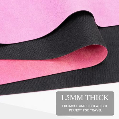 Foldable Yoga Mat, 1.5mm Thick Exercise Yoga Mat With Carry Bag - color: Pink
