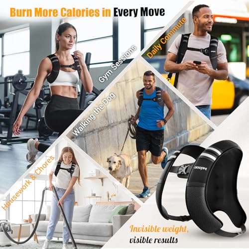 Weighted Vest for Women & Men, 10lb Ultra Thin Soft Iron Weighted Vest with Reflective Strips & Adjustable Buckle Straps, Slim Weight Vest for Walking, Running, Strength Training & Weight Loss Workout - color: Jet Black