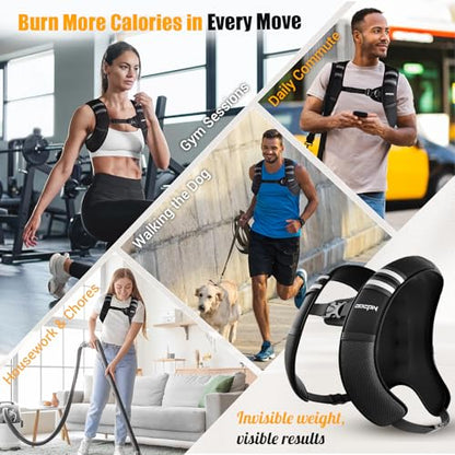 Weighted Vest for Women & Men, 10lb Ultra Thin Soft Iron Weighted Vest with Reflective Strips & Adjustable Buckle Straps, Slim Weight Vest for Walking, Running, Strength Training & Weight Loss Workout - color: Jet Black