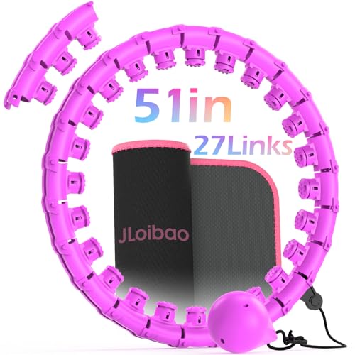 Weighted Hula Circle for Adults Weight Loss, Infinity Fitness Hoop Plus Size 51 Inch with Sweat Belt, Include 27 Detachable Links and Waist Trainer for Women - color: Purple