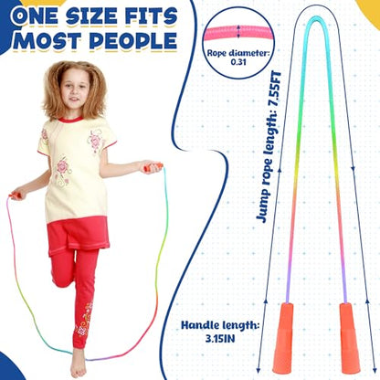 6 Pack Kids Jump Rope, Colorful Gradient Nylon Skipping Ropes for Children, 7.55FT Adjustable Length, Plastic Handles, Lightweight Jumping Ropes for Schools, Events, and Family Fun
