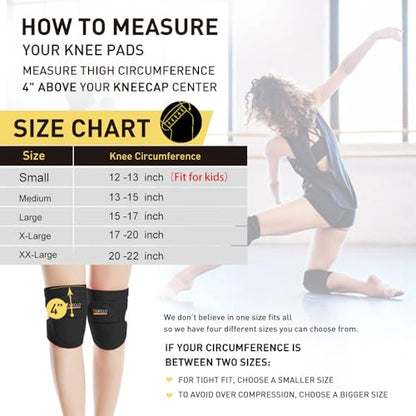 HUEGLO Protective Knee Pads for Dancers,Volleyball Knee Pad for Girls,Soft Sponge Knee Pads for Avoid Floor Burns & Bruising,1Pair,Black,Medium