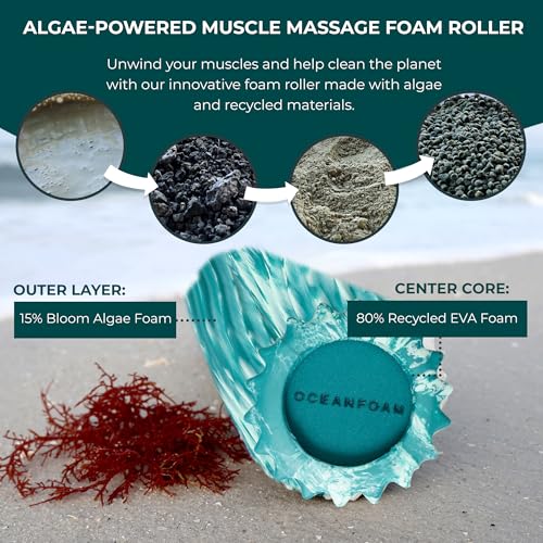 Ripple Travel Foam Roller (11" x 3.35") Firm Mini Foam Roller for Physical Therapy, Deep Tissue Massage, Back Pain - High Density, Wave Textured - Yoga, Exercise (Jade & Seafoam Marbled) - color: Jade & Seafoam Marbled
