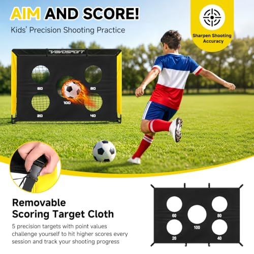 2 Pack Kids Soccer Goals for Backyard Set, 4x3 ft Pop Up Soccer Goal - color: Black Yellow