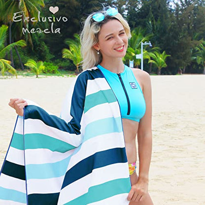Exclusivo Mezcla 4 Pack Microfiber Quick Dry Beach Towels, Large Lightweight Sandfree Pool Towels for Swimming Camping Travel with Bag (Multi, 30x60 Inches)