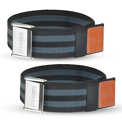 BFR Bands Blood Flow Restriction Bands - 2-Inch Booty Bands for Women Glute, Leg, and Thigh Workout - Occlusion Training Resistance Bands w/Elastic Strap and Buckle - (Set of 2)