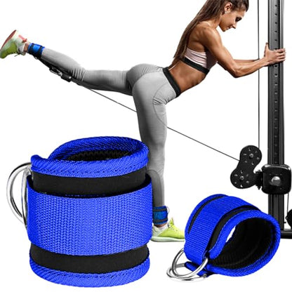 Ankle Straps Ankle Resistance Bands Wrist Cuffs Padded Straps Adjustable Fitness Glute Kickback D-Ring for Cable Machine Gym Foot Leg Training Brace Support 1 Pair - color: blue