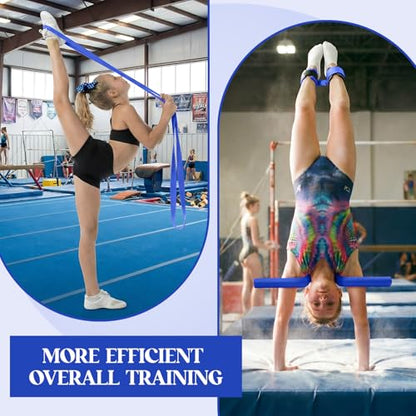 Gymnastics Training Equipment Set for Kids & Beginners, Shoulder Trainer with Adjustable Ankle Straps for Tumbling, Cheerleading, Dance, Handstand & Flexibility Training - color: Blue and Dark Blue