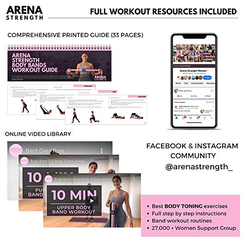 Long Fabric Full Body Resistance Bands Set of 4 and Pull Up Assistance Bands | Cloth Resistance Bands Loop with Fabric Exercise Resistance Bands Workout Guide