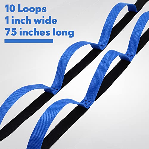 2 Pcs Stretching Strap with 10 Loops -yoga Strap for Physical Therapy, Non-elastic Exercise Straps for Home Workout, Pilates, Exercise, Dance, Gymnastics