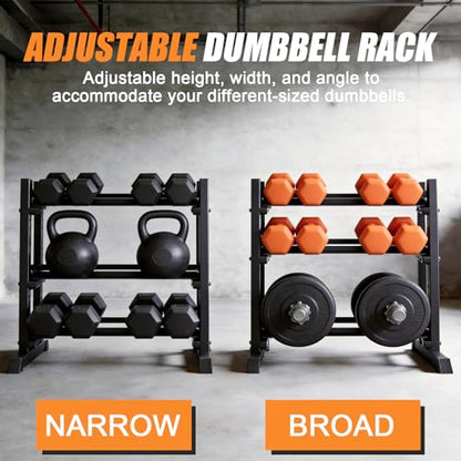 Dumbbell Rack 3-Tier Adjustable Dumbbell Rack Suitable for Dumbbells, Kettlebells, and Other Compact Weights Space-Saving Dumbbell Storage Rack - 1000LBS Capacity - size: STANDARD Rack