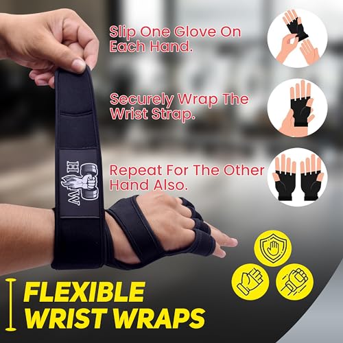 HW Weight Lifting Gloves for Men & Women – Gym Workout Gloves with Wrist Support, Full Palm Protection & Grip – Breathable Gloves for Crossfit, Training, Fitness & Strength Workouts - size: Small