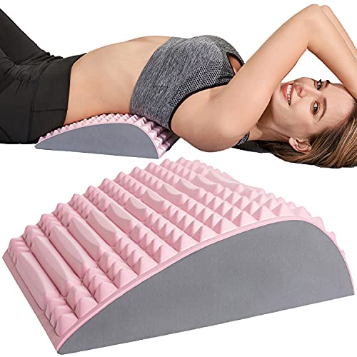 YESINDEED Back Stretcher Pillow – Lumbar Support Cushion for Back Stretching, Posture Support, Ergonomic Drop Shape Design, Comfortable Use at Home, Office or Floor (Pink) - color: Pink