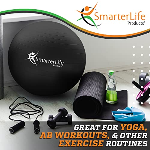 SmarterLife Exercise Ball, Yoga Ball for Gym, Balance, Stability, Pregnancy - color: Black, size: 45 cm