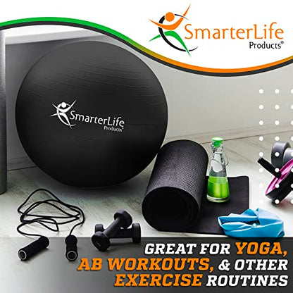 SmarterLife Exercise Ball, Yoga Ball for Gym, Balance, Stability, Pregnancy - color: Black, size: 45 cm