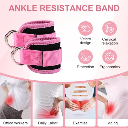 Ankle Resistance Bands with Cuffs for Working Out, Adjustable Leg and Glute Workout Equipment for Women Men, Heavy Duty Ankle Bands for Kickbacks, Hip Thrusts, and Strength Training