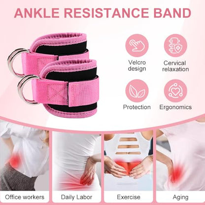 Ankle Resistance Bands with Cuffs for Working Out, Adjustable Leg and Glute Workout Equipment for Women Men, Heavy Duty Ankle Bands for Kickbacks, Hip Thrusts, and Strength Training