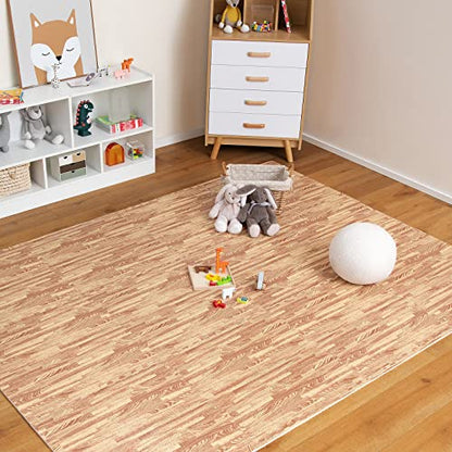 Giantex 12 Pcs Faux Wood Grain EVA Foam Tiles, 24"x24" Interlocking Floor - color: Light Oak, size: 48 Sq.Ft (12 Tiles)