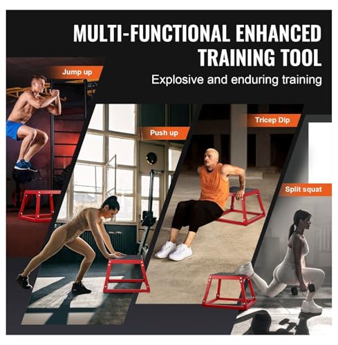Plyometric Jump Box 12 Inch - Steel Plyo Box for Fitness, Agility Training - Step Up Platform for Home Gym - Strength Conditioning - Red