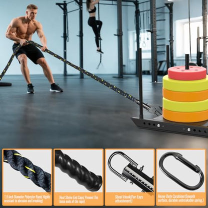 Weight Workout Sled Pulling Rope - 1.5 Inch x 20FT Heavy Duty Workout Sled Pull Rope for Tire Pulling, Football Training - Fitness Resistance Exercise Equipment for Men & Women - size: 1.5IN X 20FT