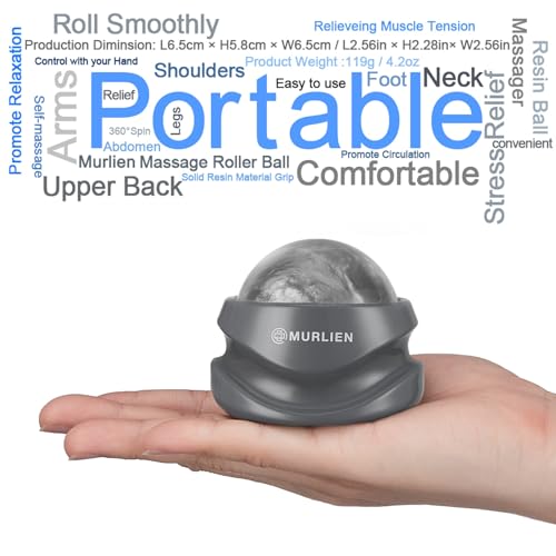 Massage Roller Ball, Tight and Sore Muscles Relief, Manual Massager, Alleviating Shoulder, Arms, Back, Legs, Calves or Muscle Tension - Gray