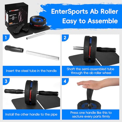 Ab Roller Wheel for Abs Workout with 2 Knee Pads for Home Gym - color: Blue